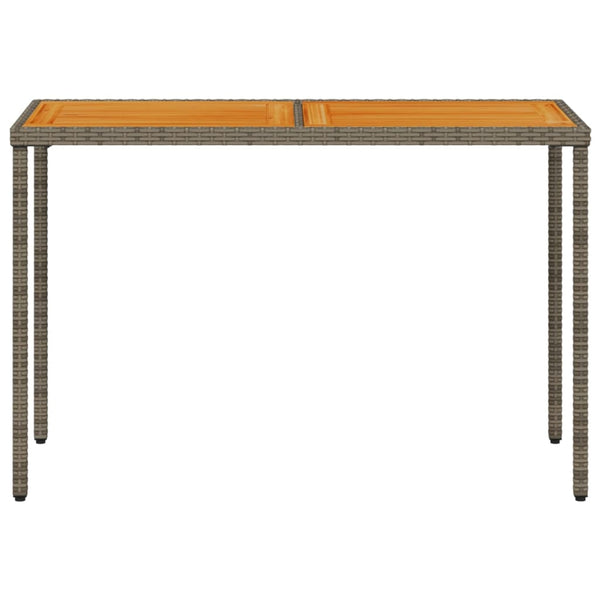 Grauer Gartentisch Akazie Tischplatte Marghiolisa 115x54x74cm (Polyrattan)