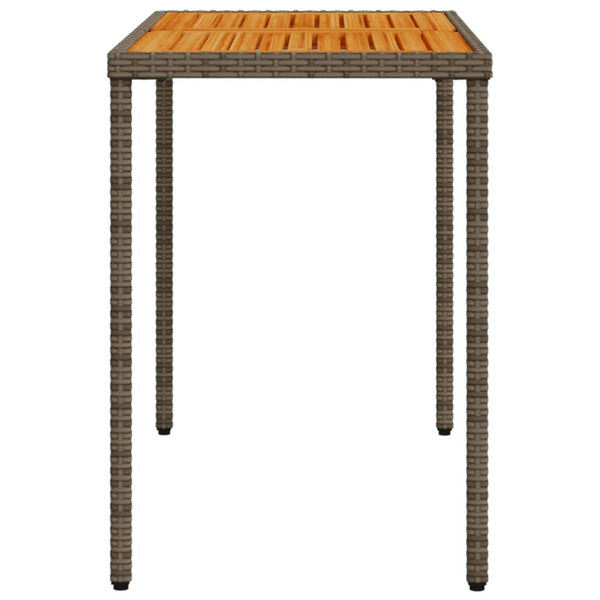 Grauer Gartentisch Akazie Tischplatte Marghiolisa 115x54x74cm (Polyrattan)