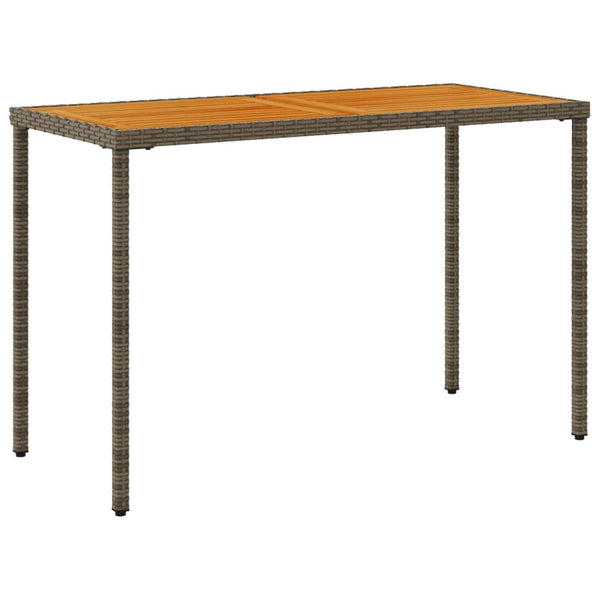 Grauer Gartentisch Akazie Tischplatte Marghiolisa 115x54x74cm (Polyrattan)