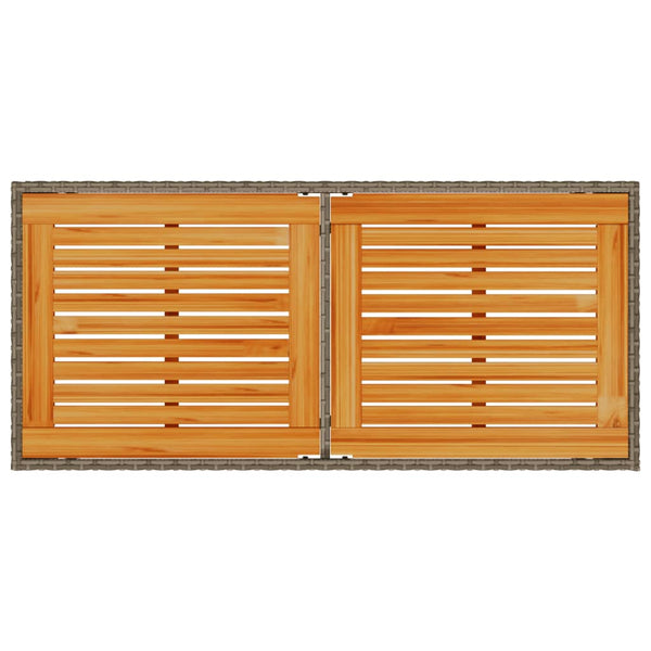 Grauer Gartentisch Akazie Tischplatte Marghiolisa 115x54x74cm (Polyrattan)