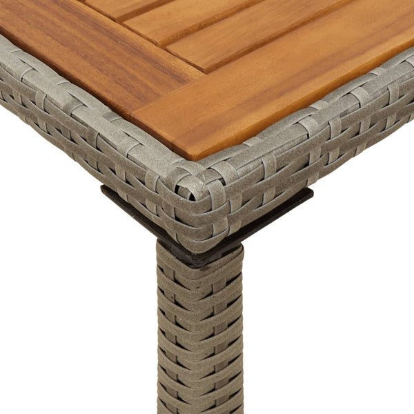 Grauer Gartentisch Akazie Tischplatte Marghiolisa 115x54x74cm (Polyrattan)