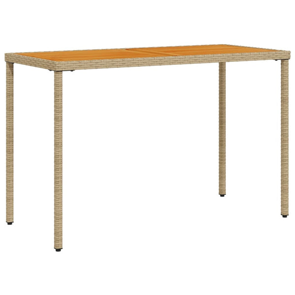 Beiger Gartentisch mit Holzplatte Marghiolisa 115x54x74cm (Polyrattan)