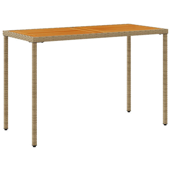 Beiger Gartentisch mit Holzplatte Marghiolisa 115x54x74cm (Polyrattan)