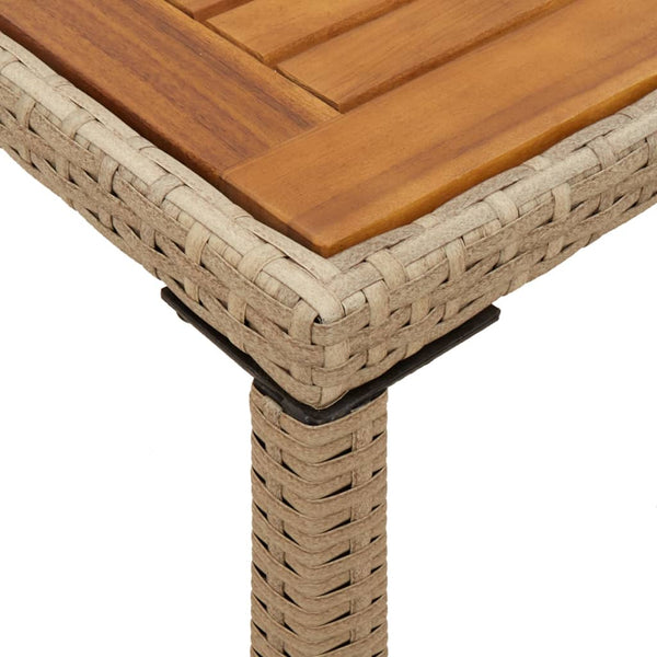 Beiger Gartentisch mit Holzplatte Marghiolisa 115x54x74cm (Polyrattan)