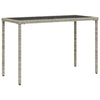 Grauer Gartentisch mit Glasplatte Marghiolisa 115x54x74cm (Polyrattan)