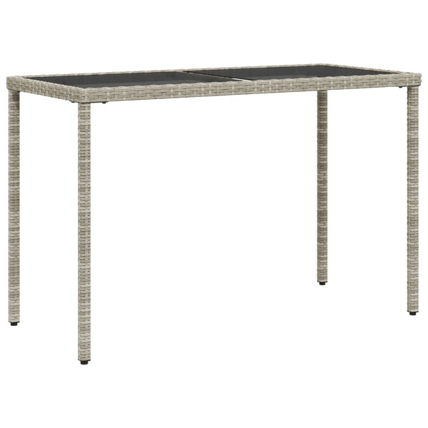 Grauer Gartentisch mit Glasplatte Marghiolisa 115x54x74cm (Polyrattan)