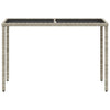 Grauer Gartentisch mit Glasplatte Marghiolisa 115x54x74cm (Polyrattan)