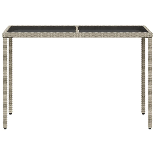 Grauer Gartentisch mit Glasplatte Marghiolisa 115x54x74cm (Polyrattan)