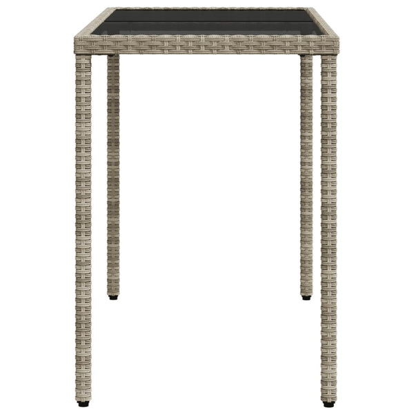 Grauer Gartentisch mit Glasplatte Marghiolisa 115x54x74cm (Polyrattan)