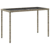Grauer Gartentisch mit Glasplatte Marghiolisa 115x54x74cm (Polyrattan)