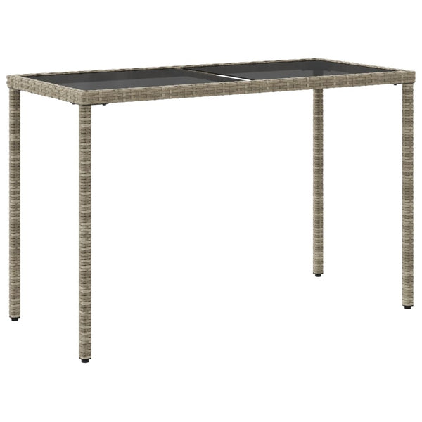 Grauer Gartentisch mit Glasplatte Marghiolisa 115x54x74cm (Polyrattan)