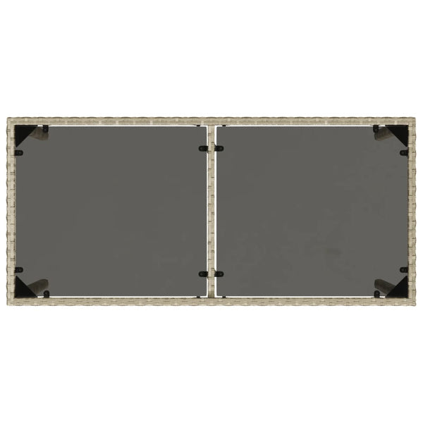 Grauer Gartentisch mit Glasplatte Marghiolisa 115x54x74cm (Polyrattan)