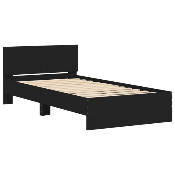Schwarzes Bettgestell mit Kopfteil Dariu 100x200cm (Holz)