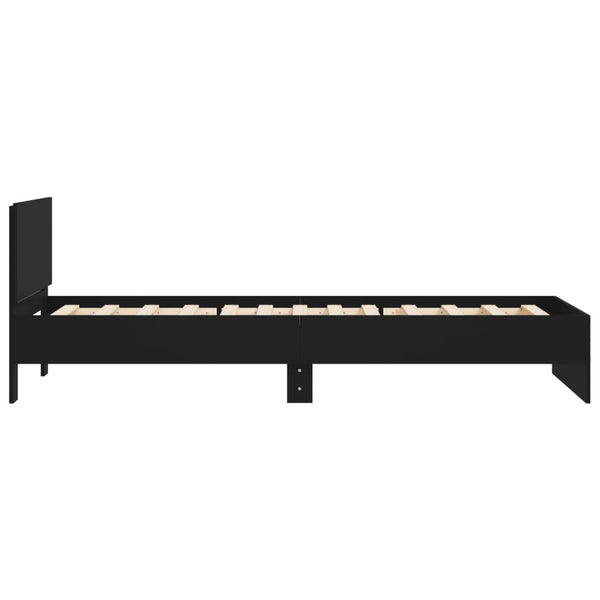 Schwarzes Bettgestell mit Kopfteil Dariu 100x200cm (Holz)