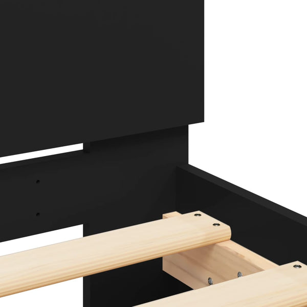 Schwarzes Bettgestell mit Kopfteil Dariu 100x200cm (Holz)