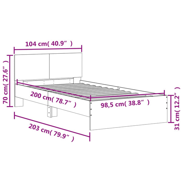 Schwarzes Bettgestell mit Kopfteil Dariu 100x200cm (Holz)