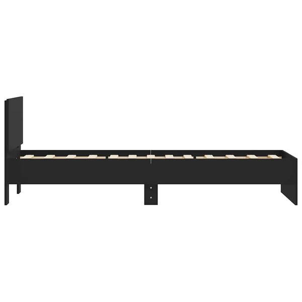 Schwarzes Bettgestell mit Kopfteil Dariu 75x190cm (Holz)