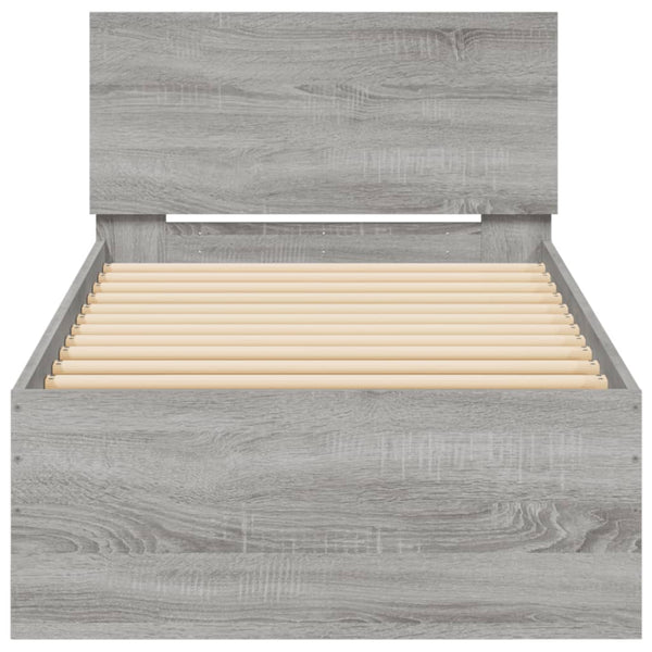 Bettgestell Sonoma Grau mit Kopfteil Dariu 75x190cm (Holz)