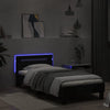 Schwarzes Bettgestell mit Kopfteil und LED-Beleuchtung Aura 75x190cm