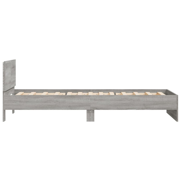 Grauer Sonoma-Bettrahmen mit Kopfteil und LED-Beleuchtung Galasel 100x200cm