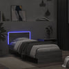 Graues Bettgestell mit Kopfteil und LED-Beleuchtung Galasel 90x190cm