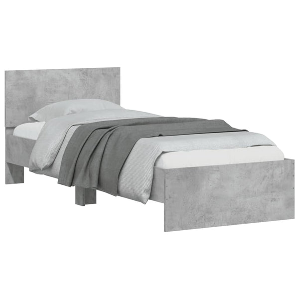 Betongraues Bettgestell mit Kopfteil und LED-Beleuchtung Galasel 75x190cm