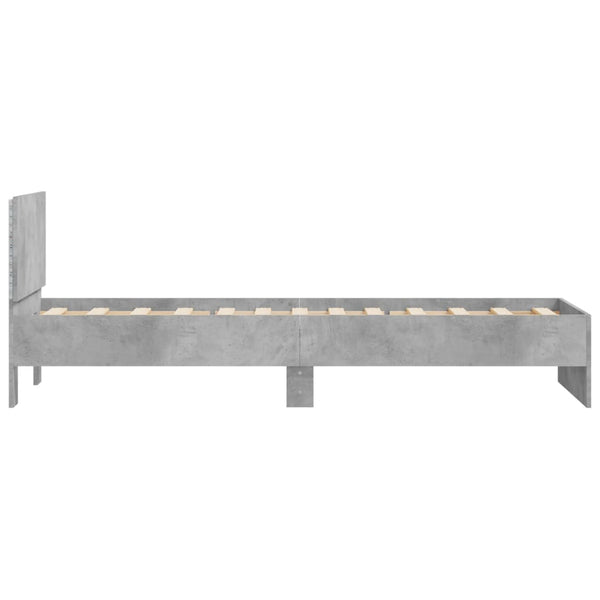 Betongraues Bettgestell mit Kopfteil und LED-Beleuchtung Galasel 75x190cm