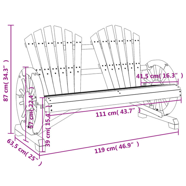 Iones Adirondack Gartenstuhl (2-Sitzer, Tanne)