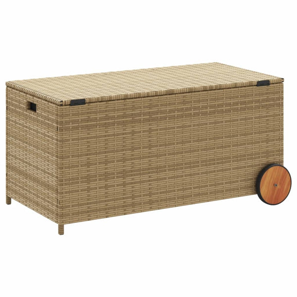Beige puutarhan säilytyslaatikko Dulcineia 190 l (pyörillä polyrottinki)