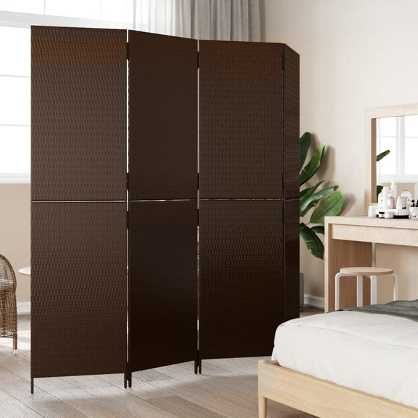 Dacia-Raumteiler braun (4 Paneele, Polyrattan)