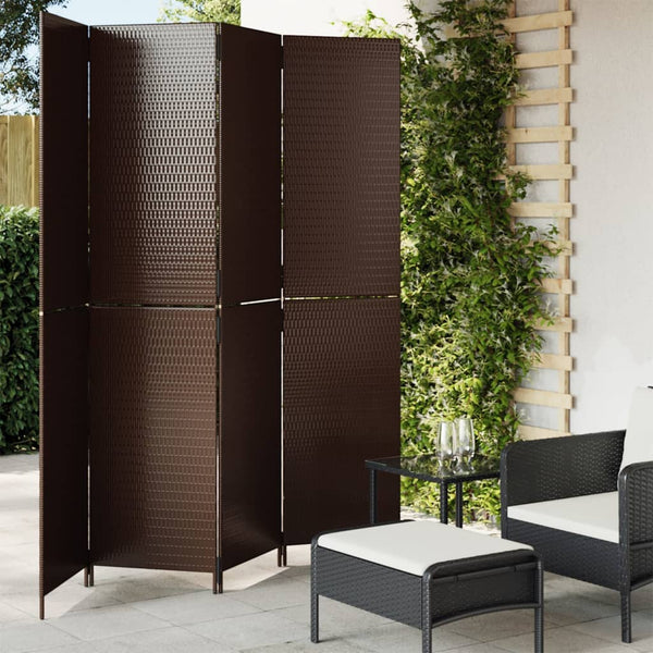 Dacia-Raumteiler braun (4 Paneele, Polyrattan)