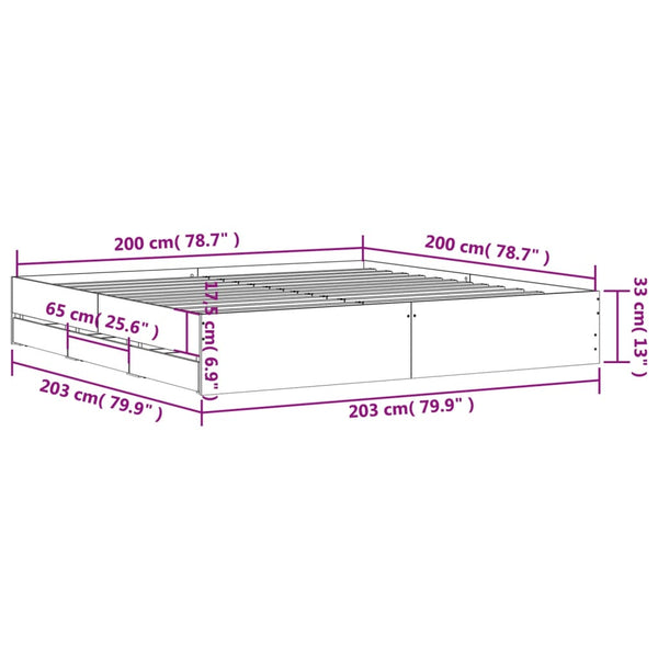 Schwarzes Bettgestell mit Schubladen Reo 200x200cm (Holz)