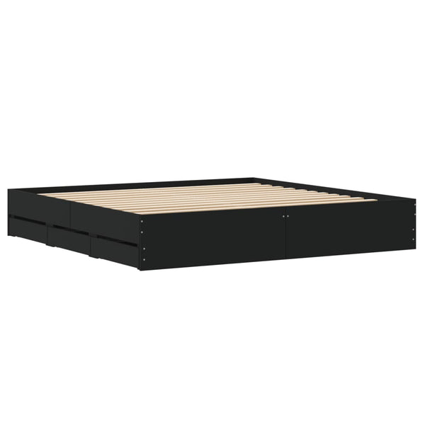 Schwarzes Bettgestell mit Schubladen Reo 180x200cm (Holz)