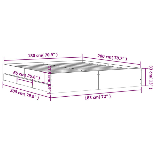 Schwarzes Bettgestell mit Schubladen Reo 180x200cm (Holz)
