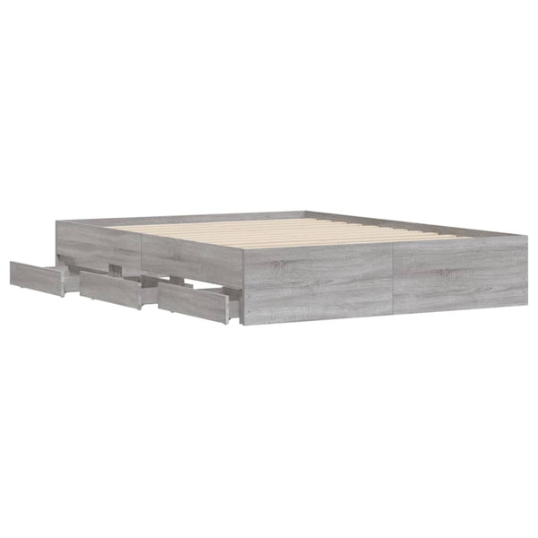 Graues Bettgestell mit Schubladen Reo 150x200cm (Holz)