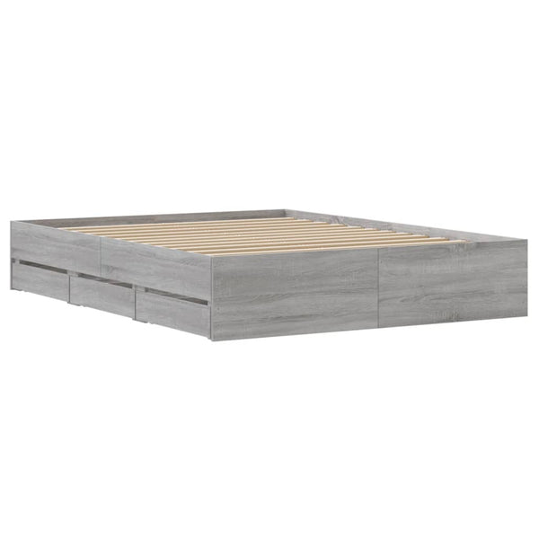Graues Bettgestell mit Schubladen Reo 150x200cm (Holz)