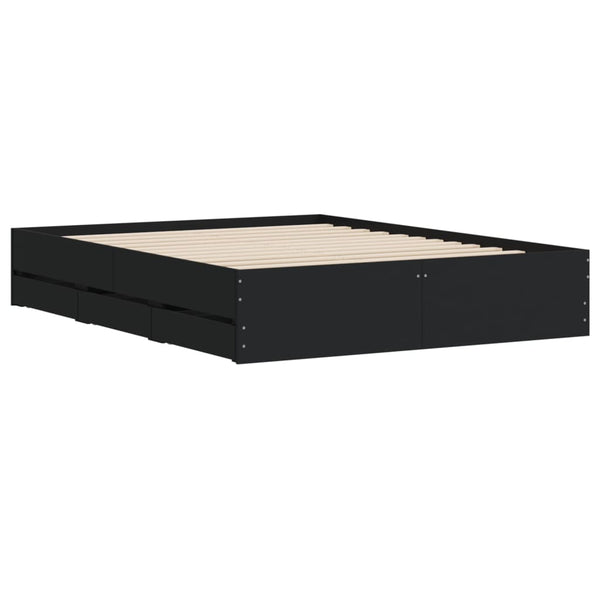 Schwarzer Bettrahmen mit Schubladen Reo 140x200cm (Holz)