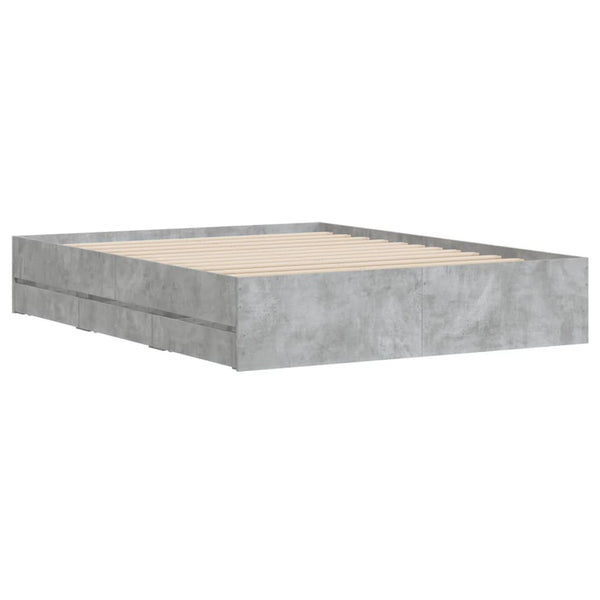 Bettgestell Betongrau mit Schubladen Reo 140x200cm (Holz)