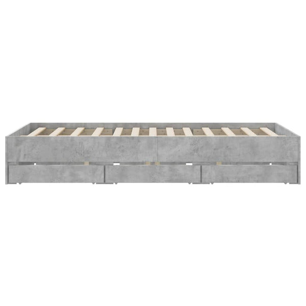 Bettgestell Betongrau mit Schubladen Reo 140x200cm (Holz)