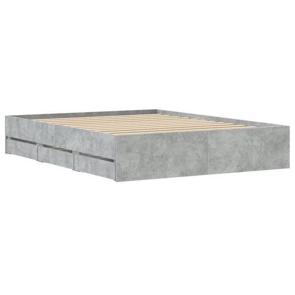 Bettgestell Betongrau mit Schubladen Reo 140x200cm (Holz)