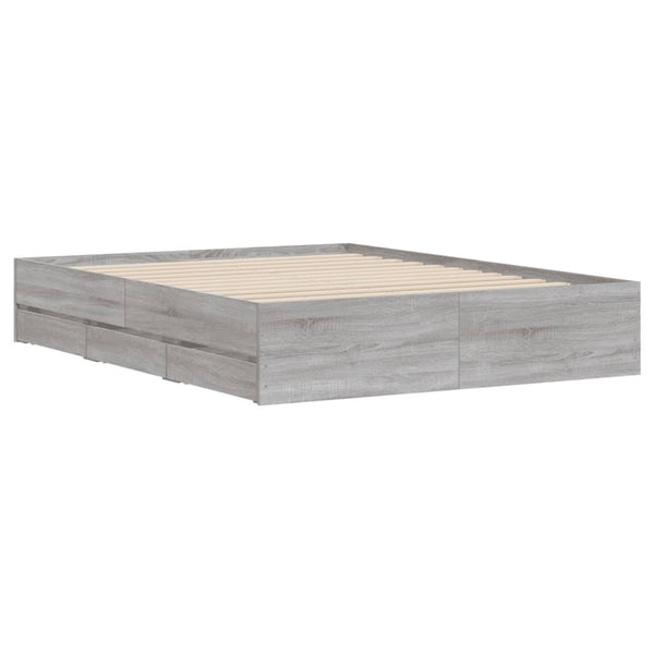 Bettgestell Reo 140x200cm mit Schubladen, grau (Holz)