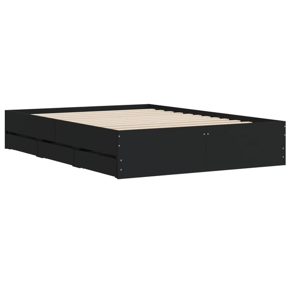 Schwarzes Bettgestell mit Schubladen Reo 120x200cm (Holz)