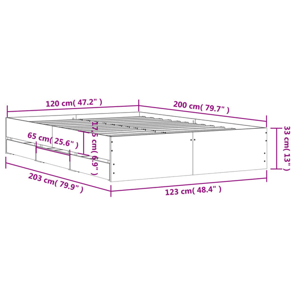 Schwarzes Bettgestell mit Schubladen Reo 120x200cm (Holz)