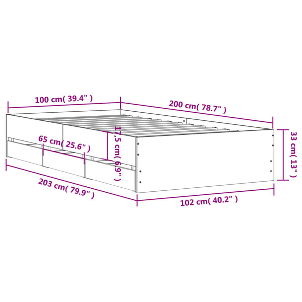 Schwarzes Bettgestell mit Schubladen Reo 100x200cm (Holz)