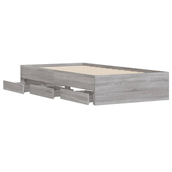 Bettgestell Reo 100x200 cm (Holz) mit Schubladen, grau