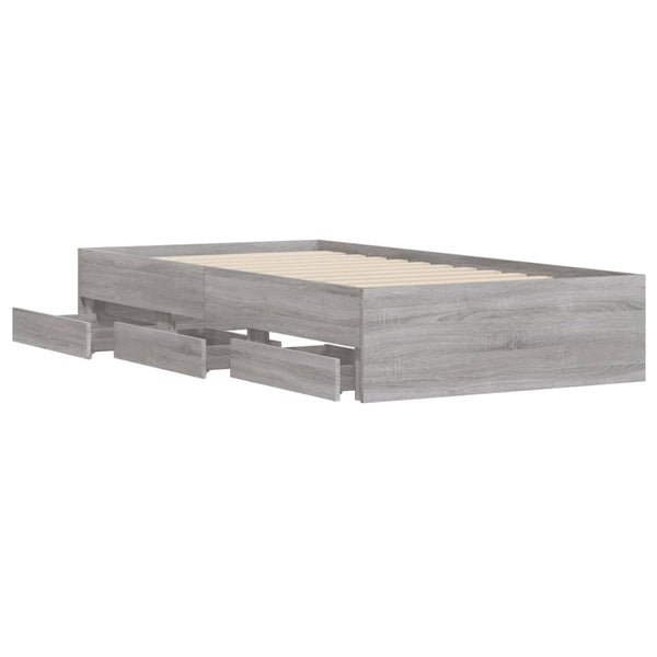 Graues Bettgestell mit Schubladen Reo 90x200cm (Holz)