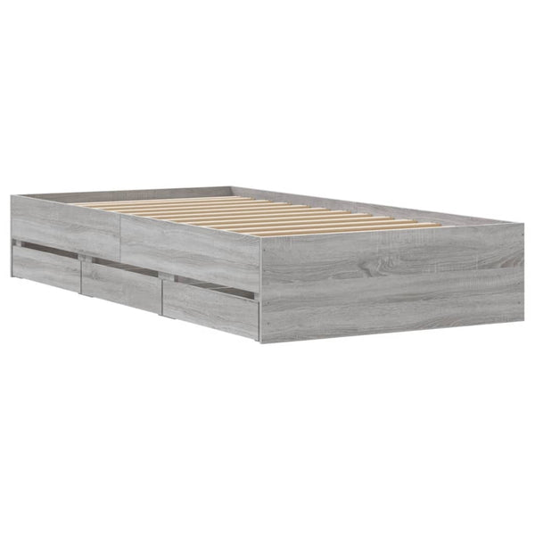 Graues Bettgestell mit Schubladen Reo 90x200cm (Holz)