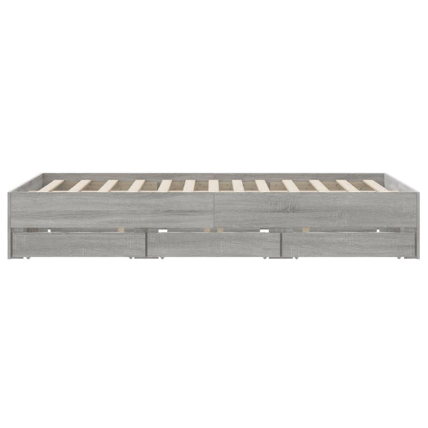 Graues Bettgestell mit Schubladen Reo 140x190cm (Holz)