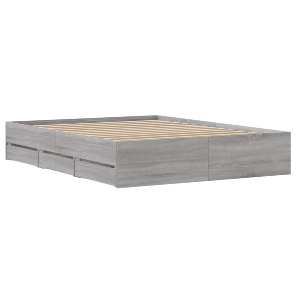 Graues Bettgestell mit Schubladen Reo 140x190cm (Holz)