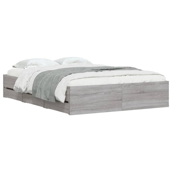 Graues Bettgestell mit Schubladen Reo 135x190cm (Holz)